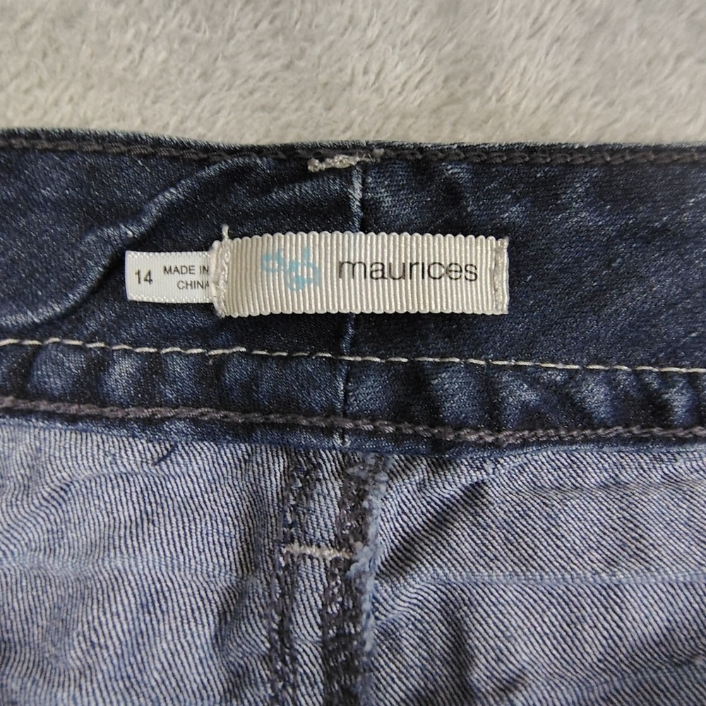 Maurices‎ curvy womens Y2k embroidered bootcut jeans 14 stretch mid rise *HEMMED - Picture 8 of 11